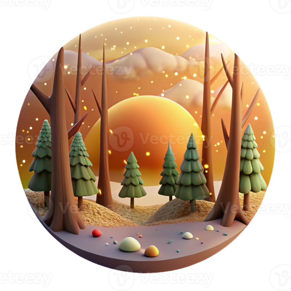 beautiful traditional Forest Sunset Through Trees Isolated for Scenic Art high resolution png