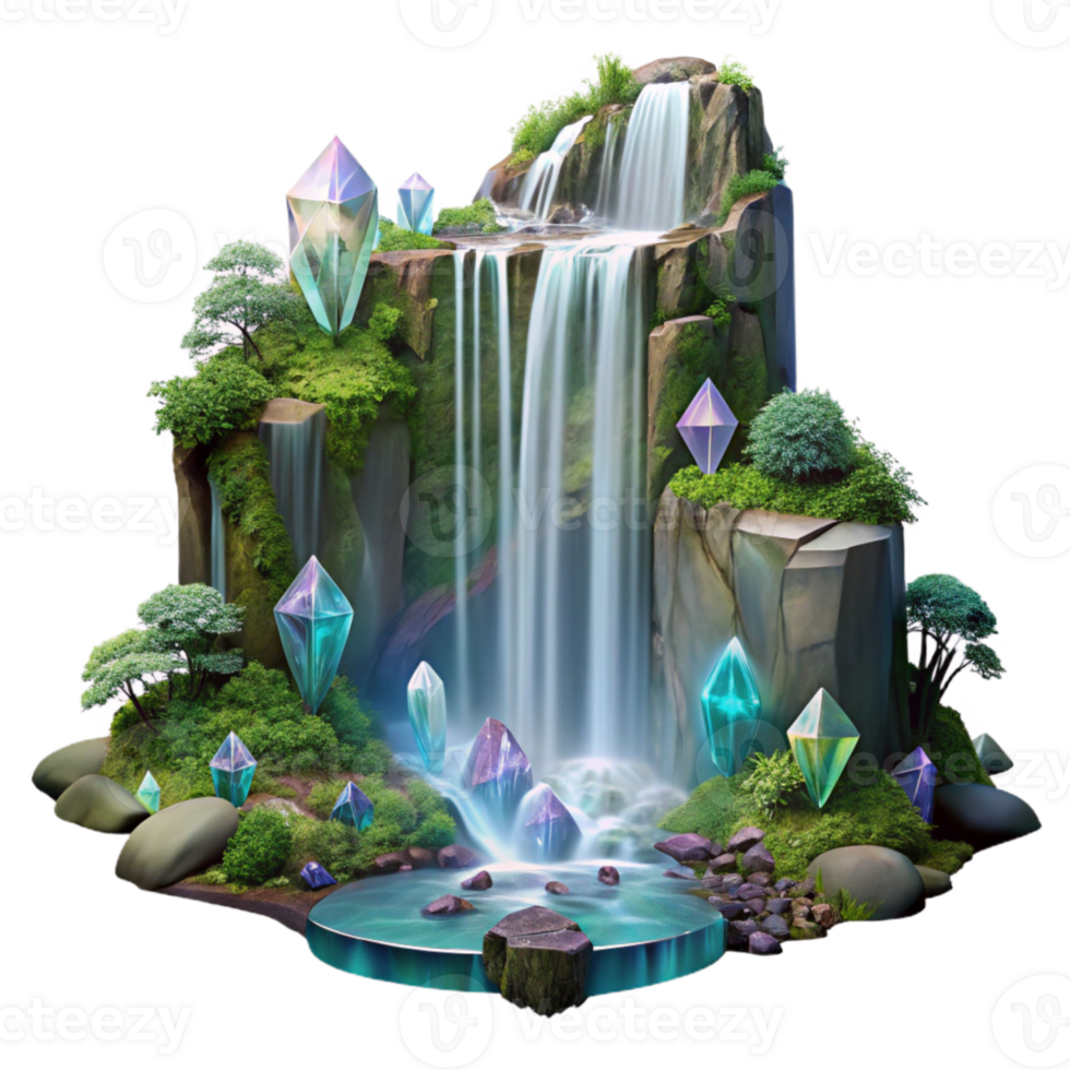 vibrant abstract Forest Waterfall Long Exposure Transparent for Smooth Water high quality png
