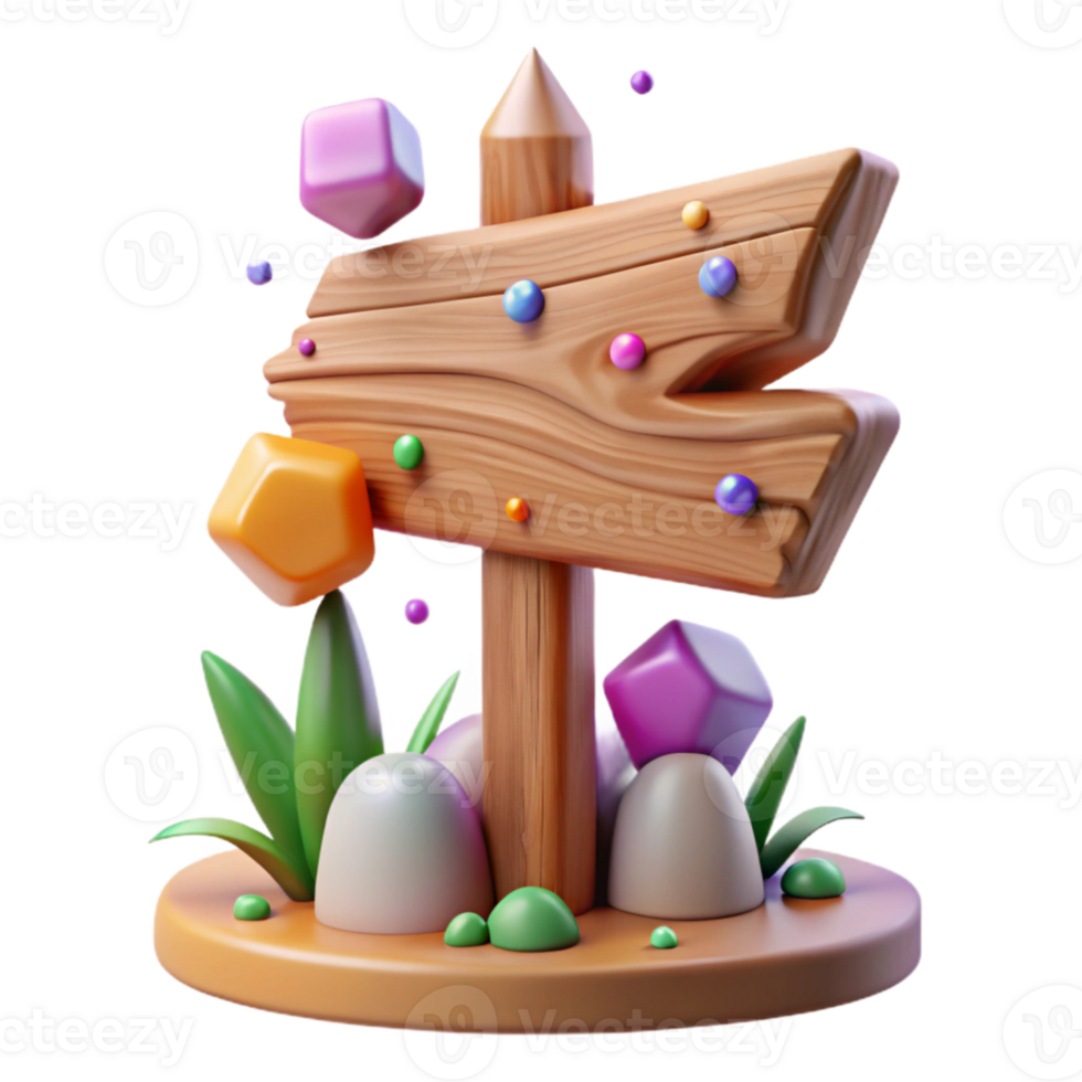 elegant artistic Forest Wooden Signpost Transparent for Trail Marking professional png