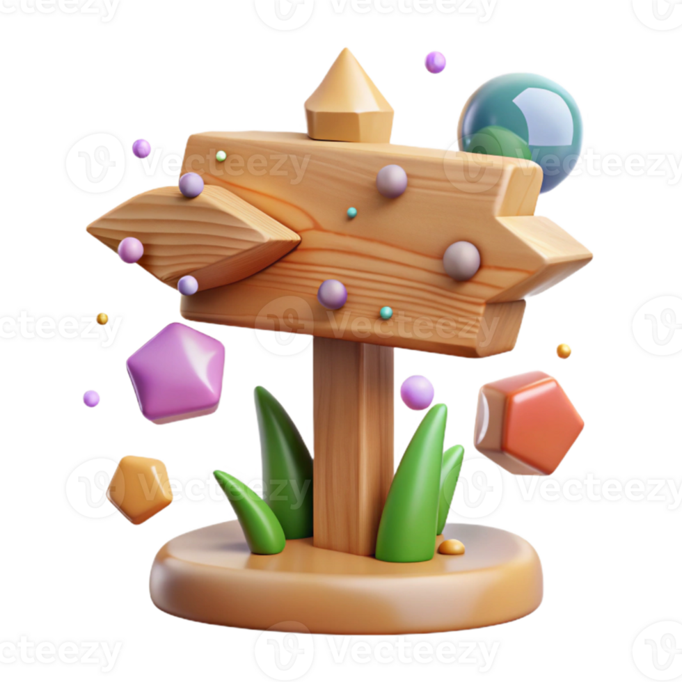 vibrant rustic Forest Wooden Signpost Transparent for Trail Marking high quality png