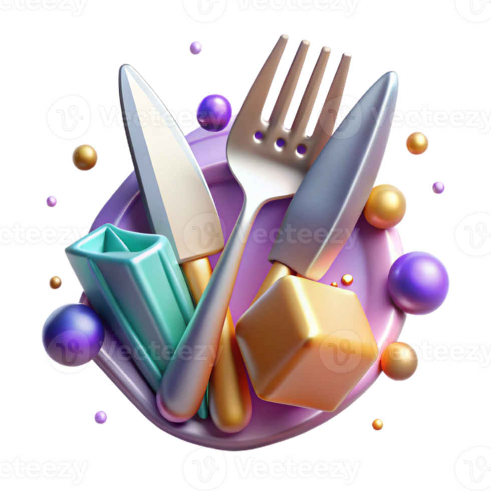 vibrant rustic Fork and Knife Cutlery Isolated for Dining Projects high quality png