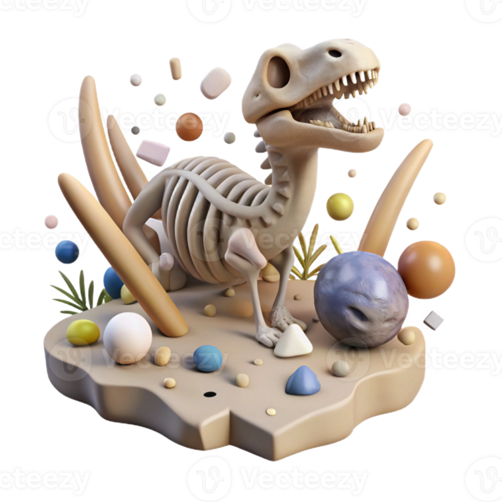 magnificent modern Fossil Prehistoric Dinosaur Bones Isolated for Paleontology professional png