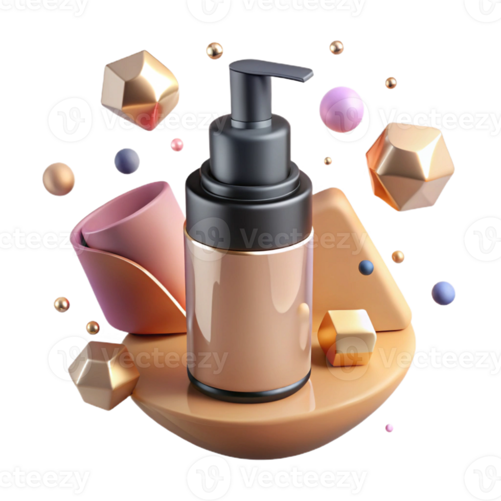 extraordinary rustic Foundation Pump Bottle Matte Finish Transparent for Beauty Brands professional png