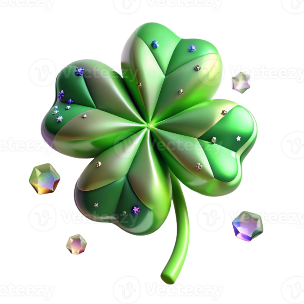 dramatic minimalist Four Leaf Clover Luck Symbol Isolated for St Patricks Day high resolution png