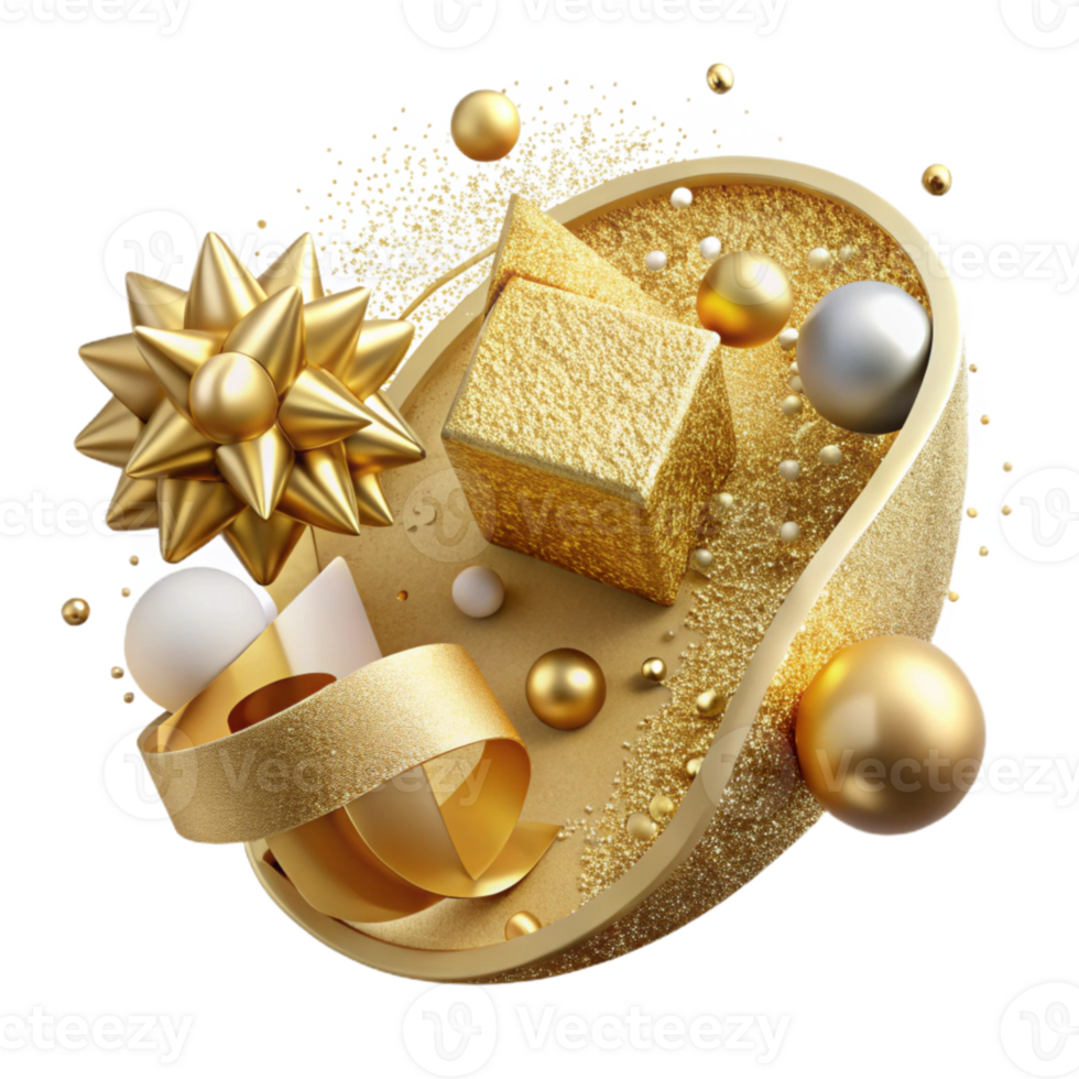 stunning artistic Gold Glitter Anniversary Border Design Transparent original png