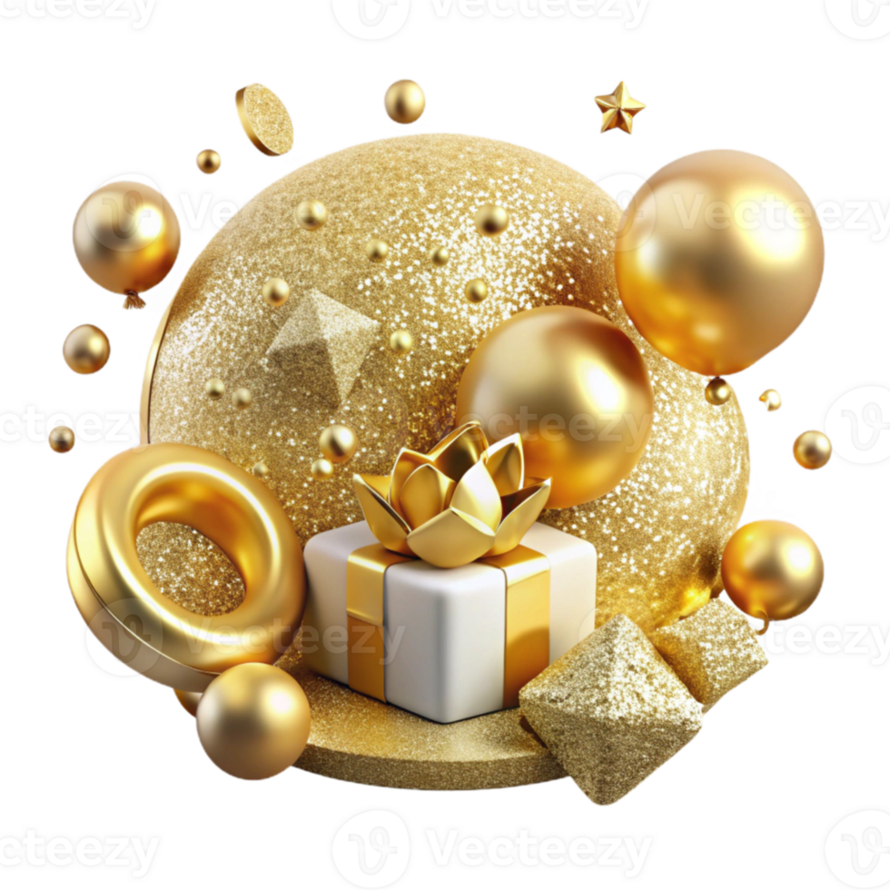 serene rustic Gold Glitter Anniversary Background Cutout premium png