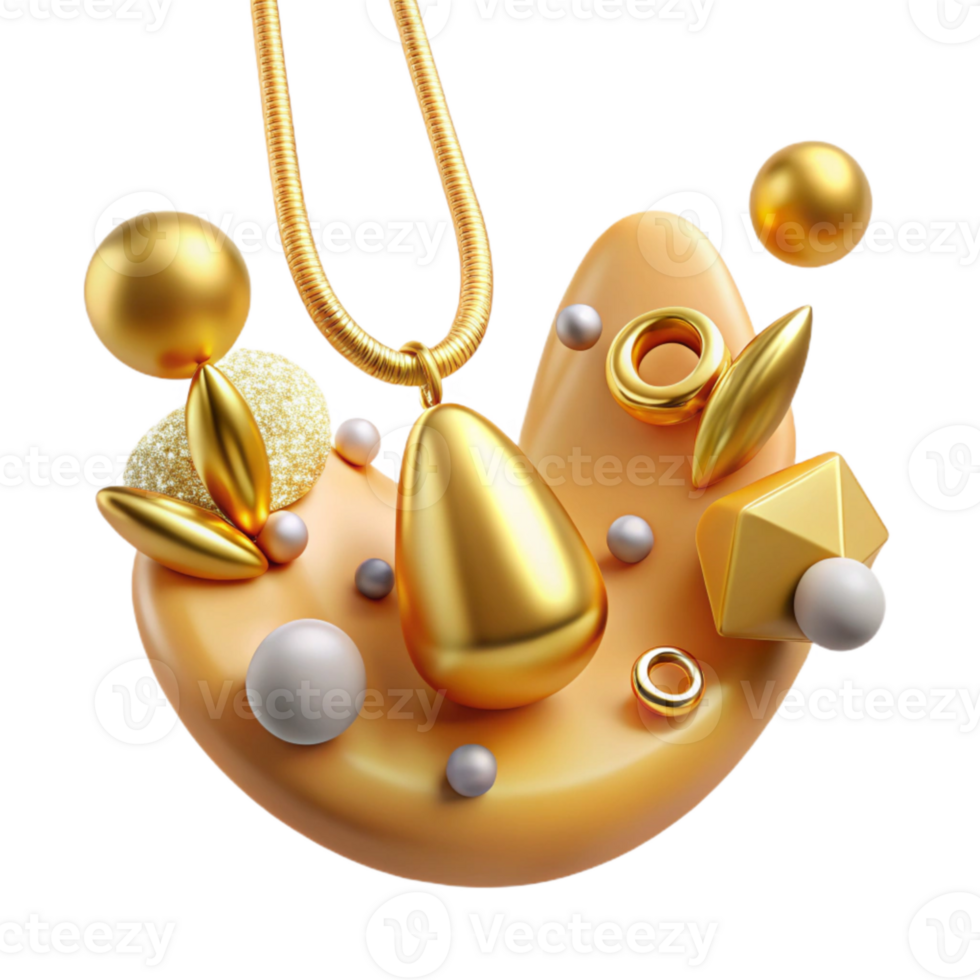 impressive rustic Gold Necklace Pendant Isolated on Transparent Background exclusive png