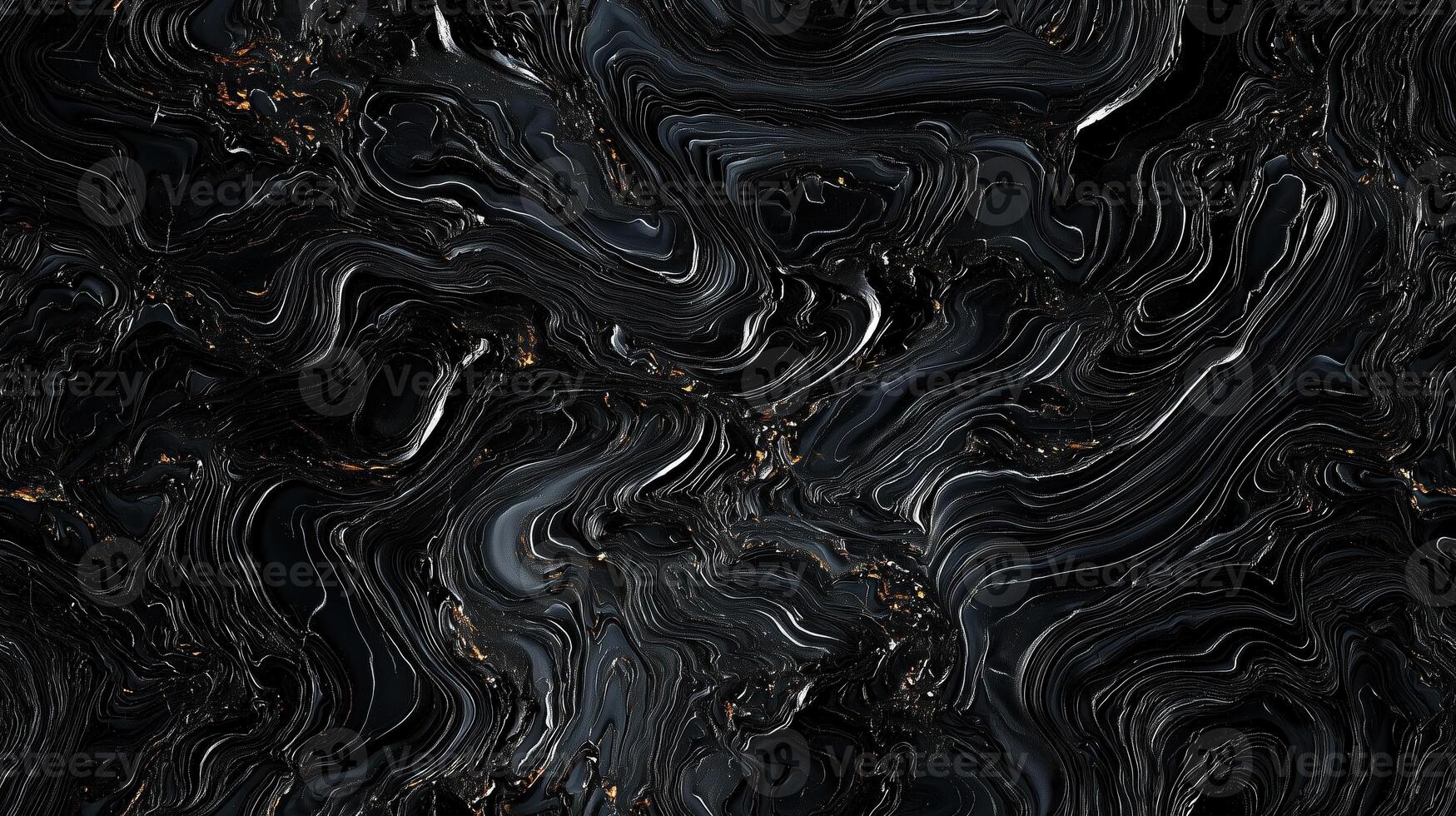 An abstract black and gold marbled texture with swirling patterns and glossy finish, creating a sense of depth and movement. photo