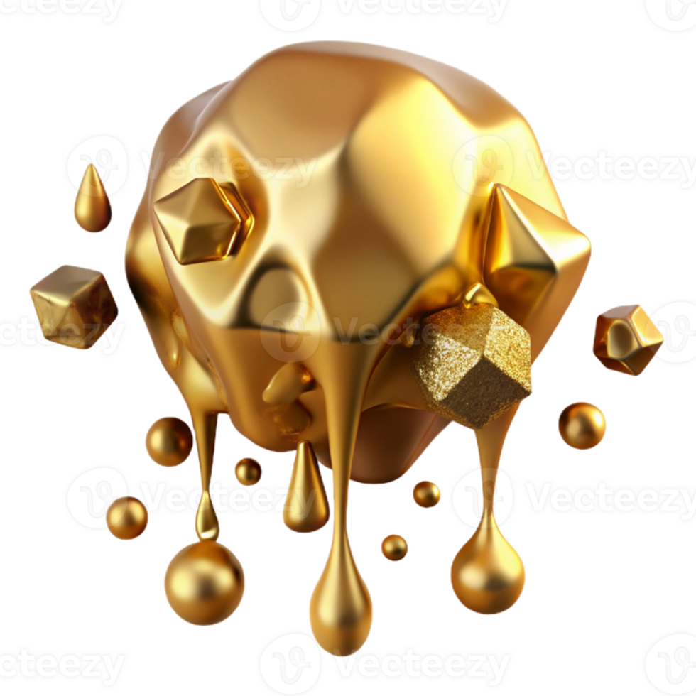 vibrant artistic Gold Paint Dripping Texture Isolated Abstract premium png