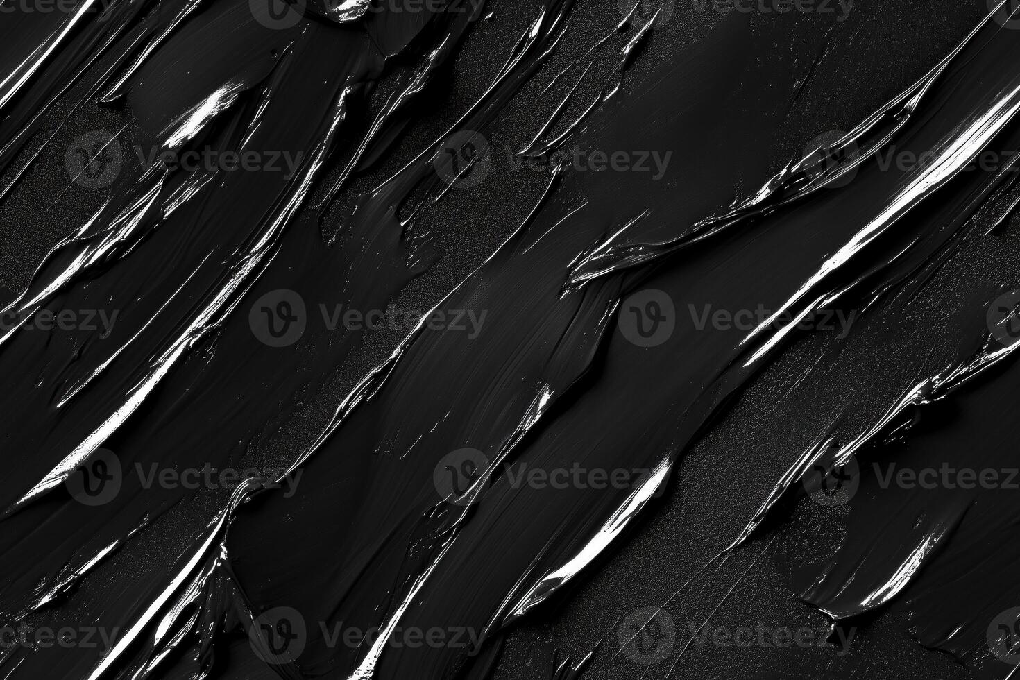 Seamless abstract texture featuring thick, glossy black paint strokes with metallic highlights, creating a dynamic and modern visual effect. photo