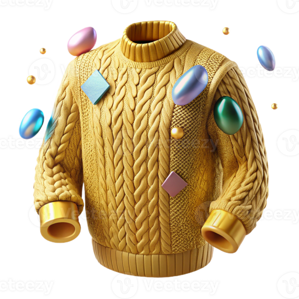 impressive creative Gold Texture Cable Knit Cutout Sweater premium png