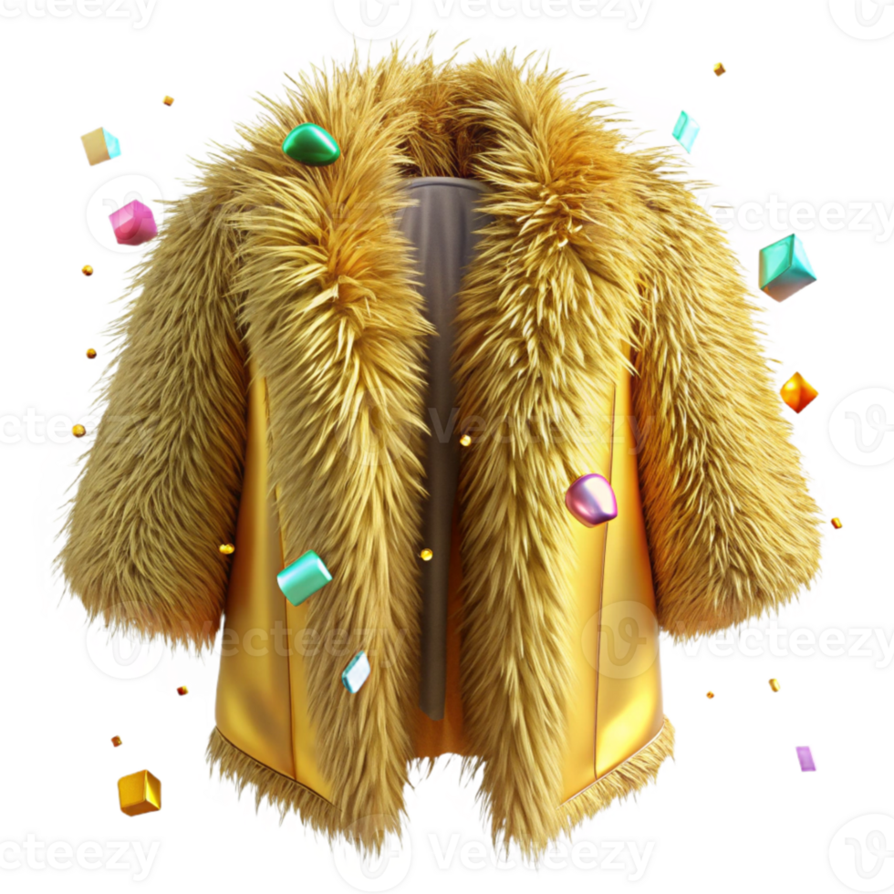wonderful traditional Gold Texture Fur Coat Isolated Fashion professional png