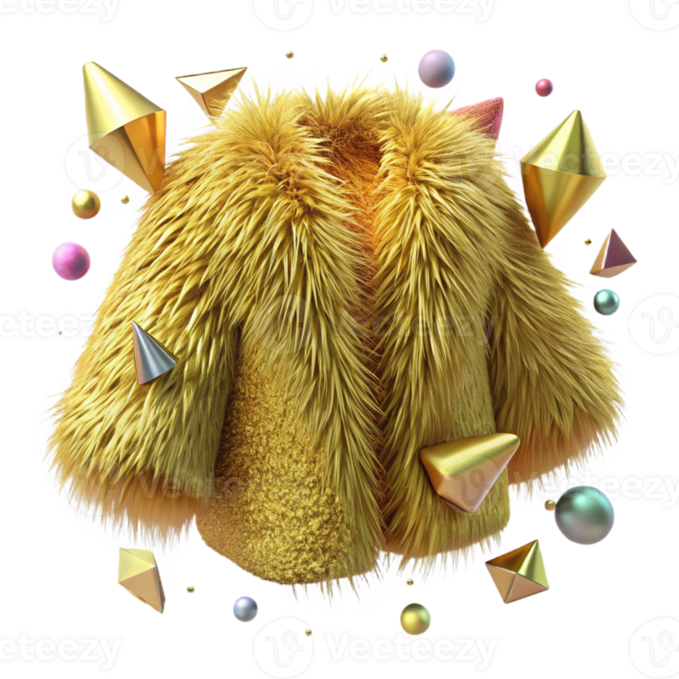 stunning rustic Gold Texture Fur Coat Isolated Fashion authentic png