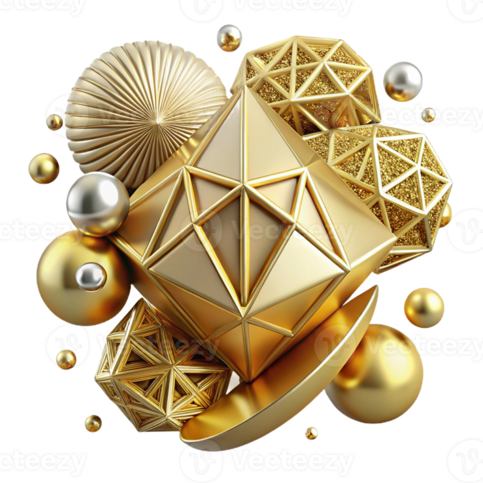 wonderful creative Gold Texture Geometric Pattern Cutout Design professional png