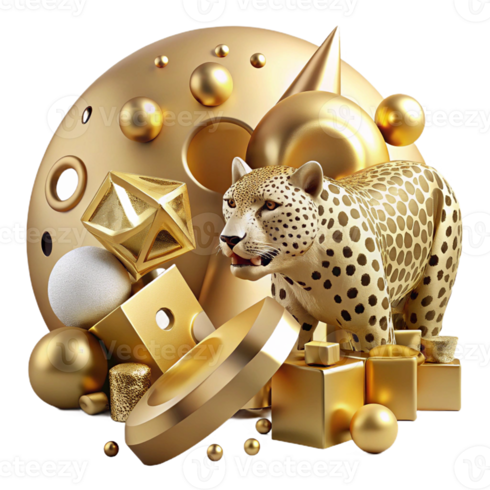 impressive modern Gold Texture Leopard Spots Isolated Wildlife exclusive png