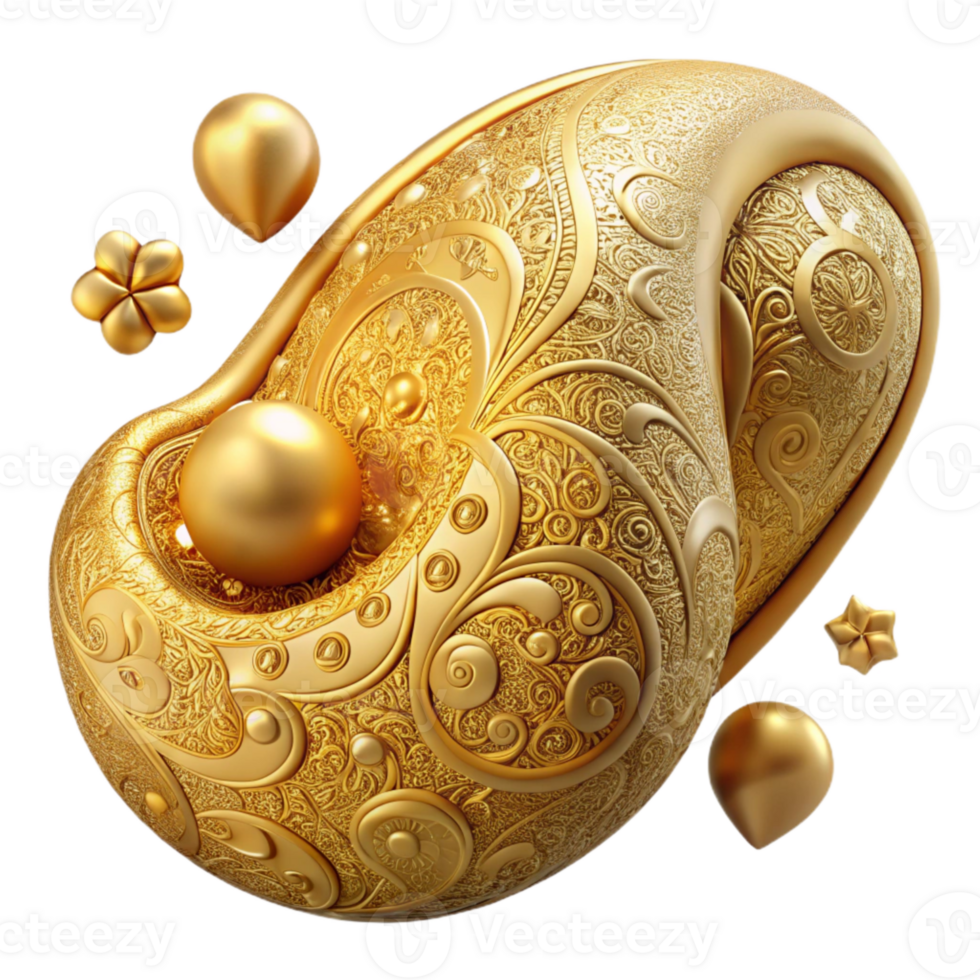 wonderful abstract Gold Texture Paisley Pattern Isolated Textile png