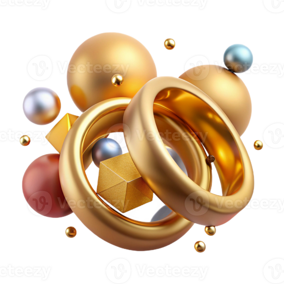 impressive traditional Gold Wedding Rings Transparent Background Isolated high resolution png