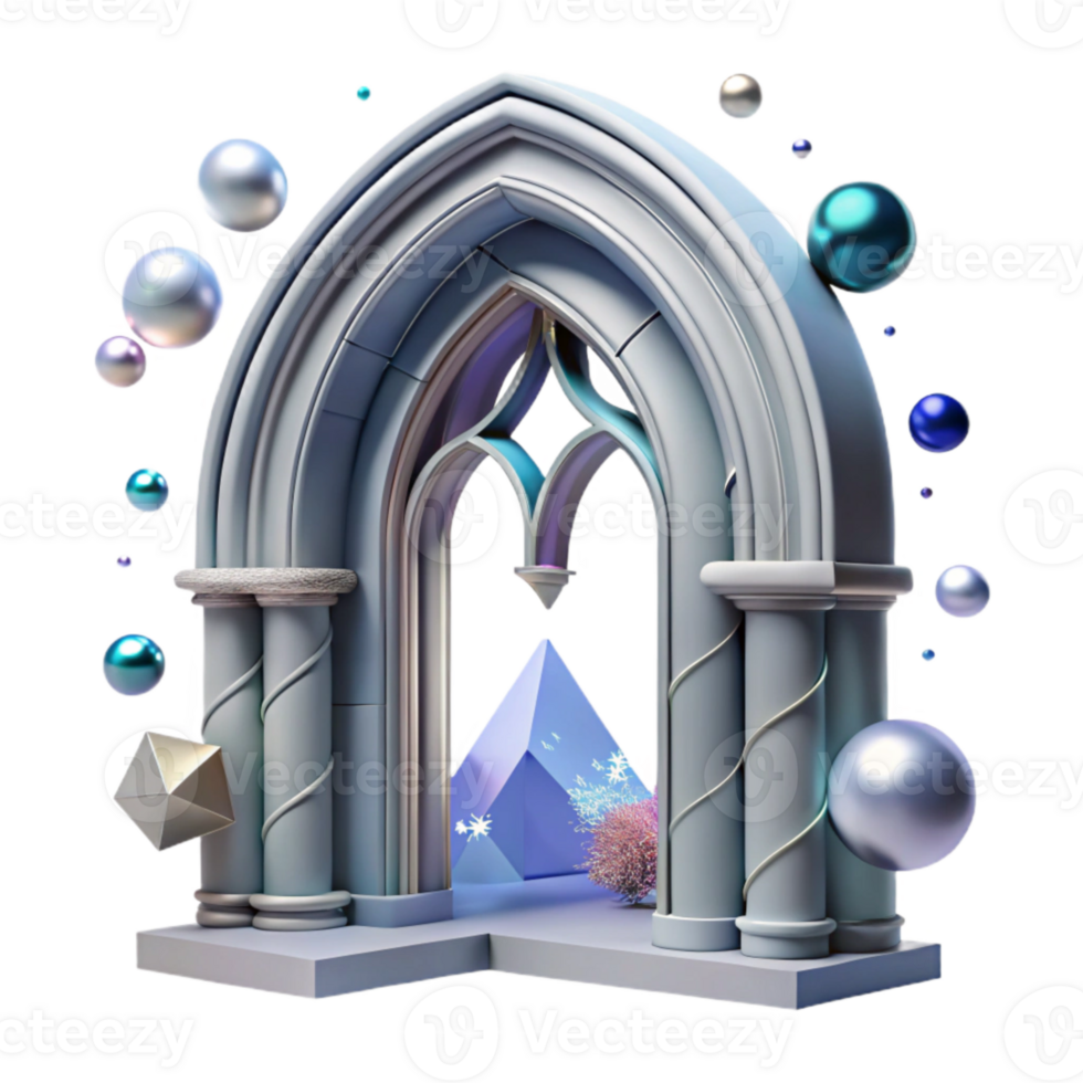magnificent classic Gothic Cathedral Arch Transparent for European History high resolution png