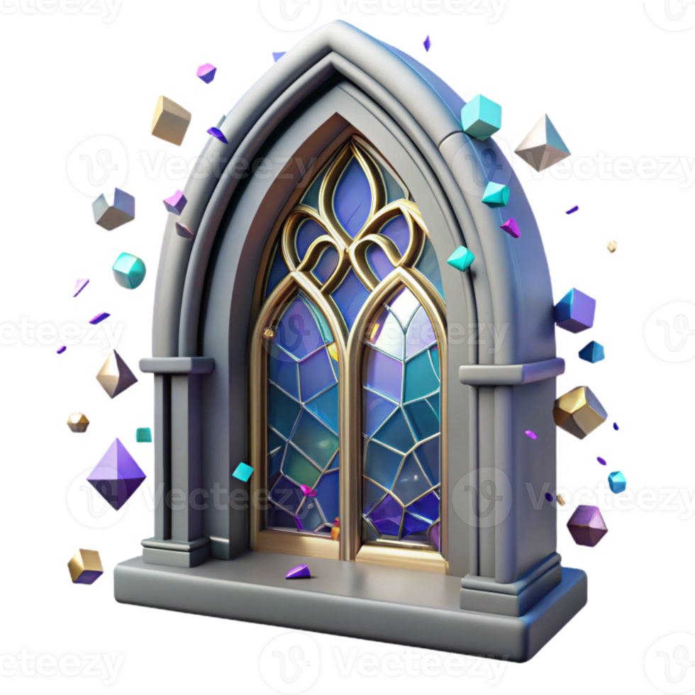 beautiful rustic Gothic Window Tracery Isolated for Architectural Details premium png