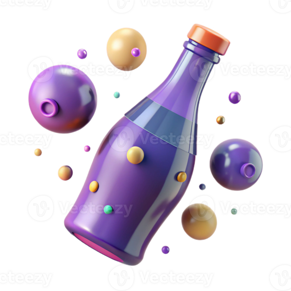 beautiful minimalist Grape Soda Bottle Fizzy Drink Isolated for Beverage Labels professional png