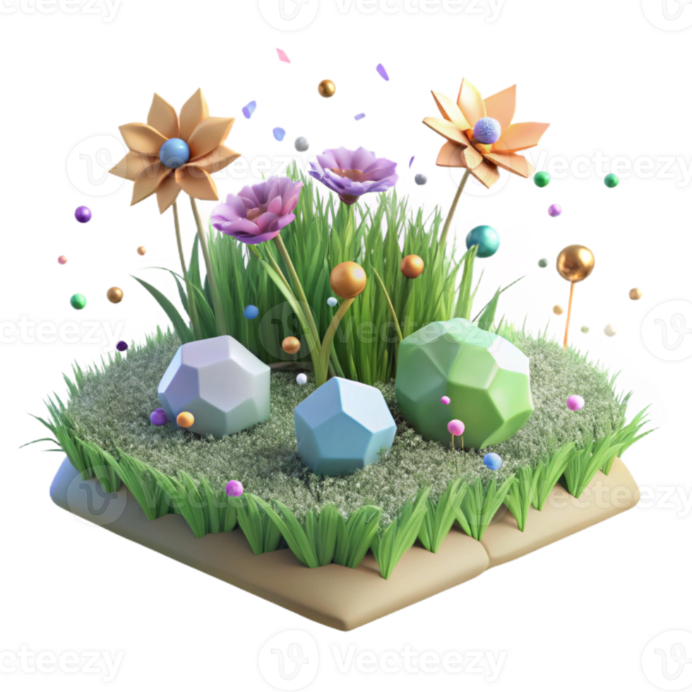 vibrant creative Grass Texture Meadow Wildflowers Cutout for Landscape Design exclusive png