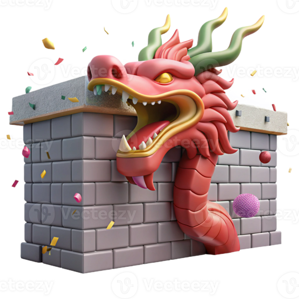 stunning creative Great Wall Dragon Carving Cutout for Chinese Mythology professional png