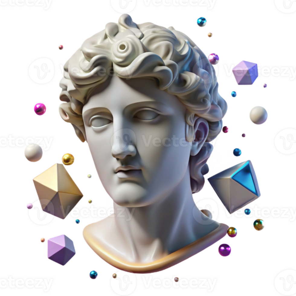 magnificent vintage Greek Statue Head Bust Isolated for Classical Sculpture detailed png