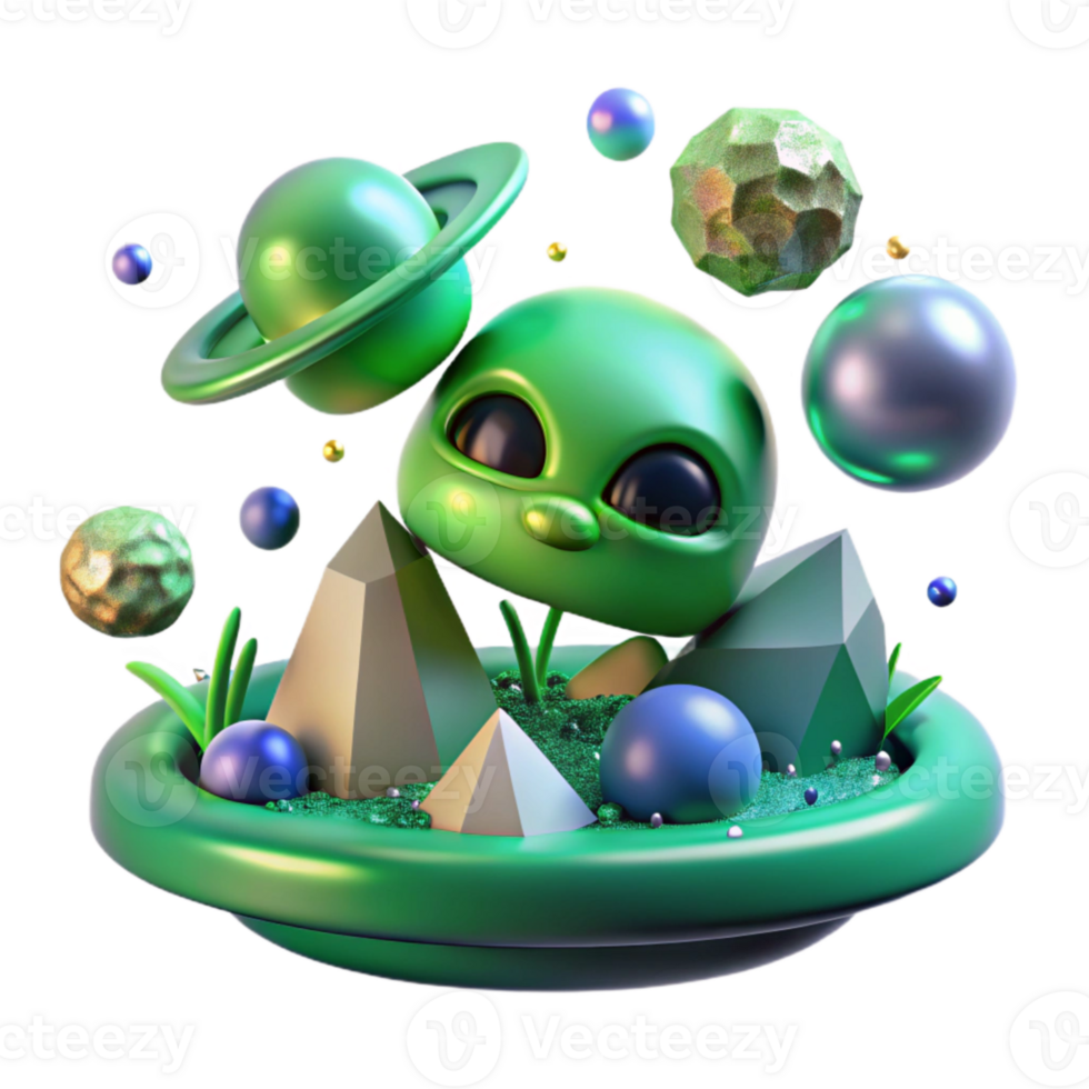 impressive vintage Green Alien Atmosphere Isolated for Creative Design high resolution png