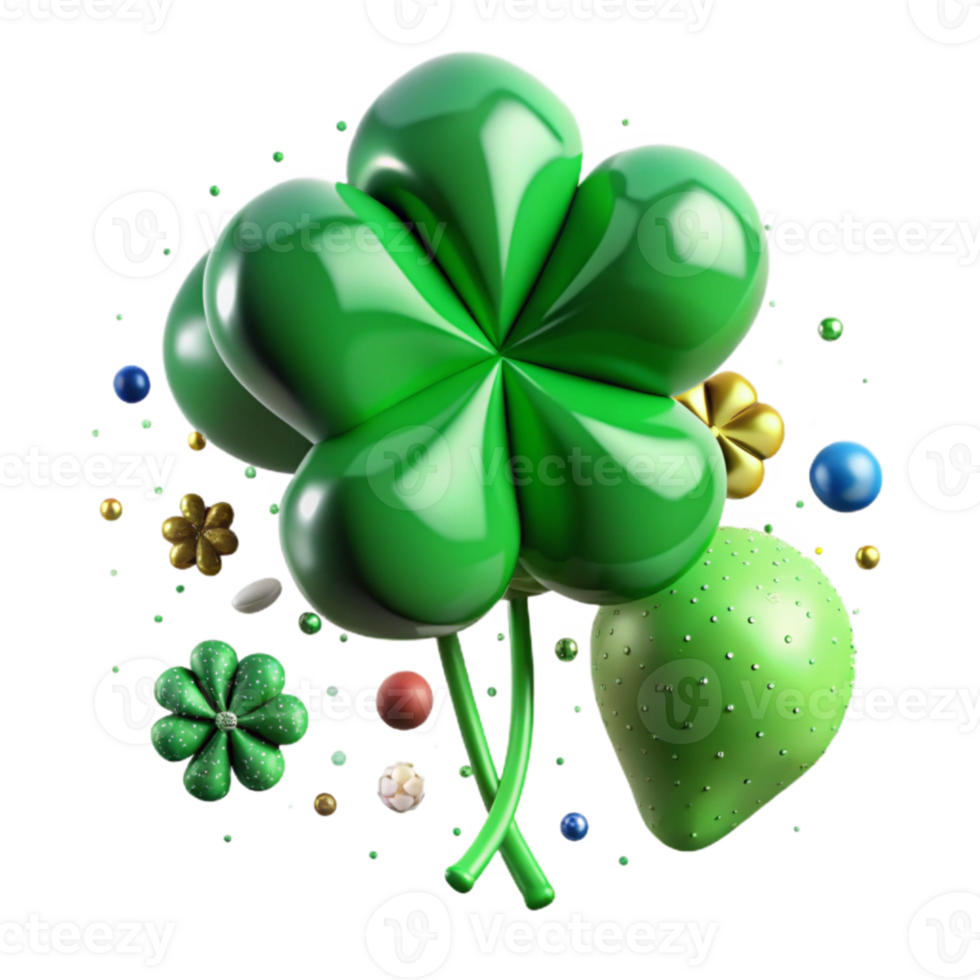 stunning minimalist Green Balloon Clover Shape St Patricks Day Isolated detailed png