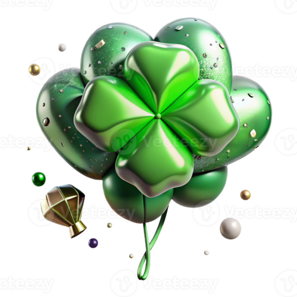wonderful classic Green Balloon Clover Shape St Patricks Day Isolated high resolution png