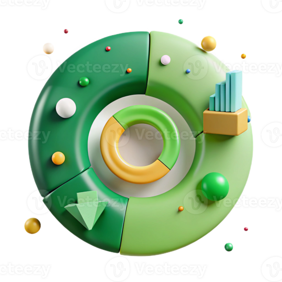 serene modern Green Circle Diagram with Icons Cutout for Progress Display png