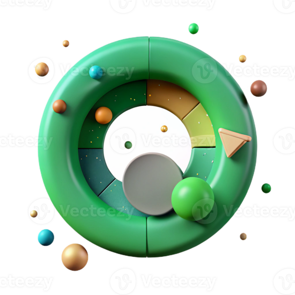 serene artistic Green Circle Diagram with Icons Cutout for Progress Display png