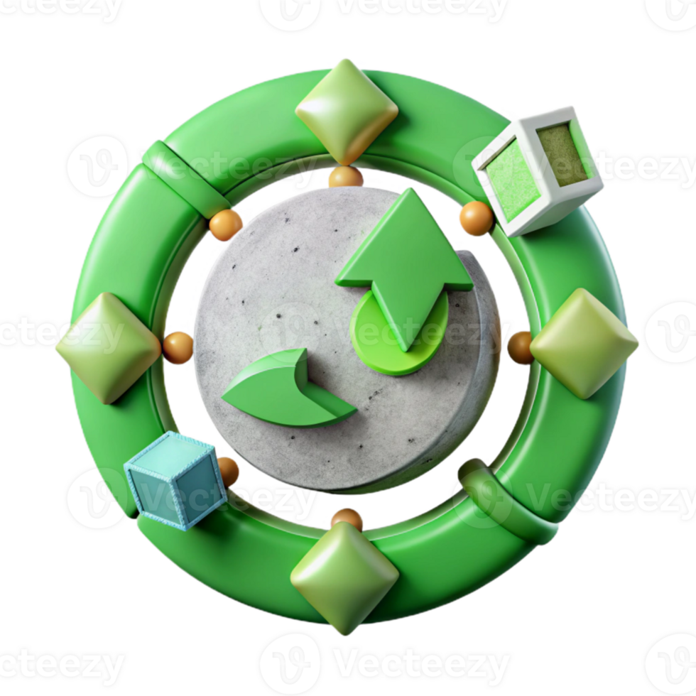 extraordinário clássico verde círculo diagrama com ícones Cortar fora para progresso exibição png