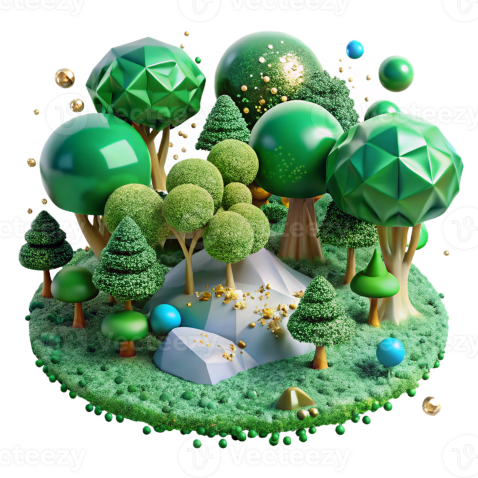 beautiful minimalist Green Forest Canopy Top View Transparent for Aerial Scenes premium png
