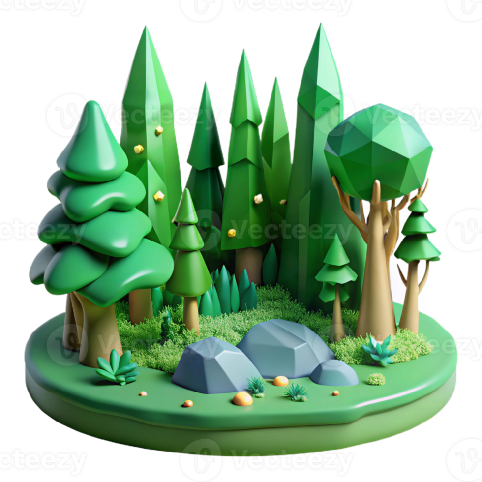 serene minimalist Green Forest Edge Panorama Cutout for Landscape Art premium png