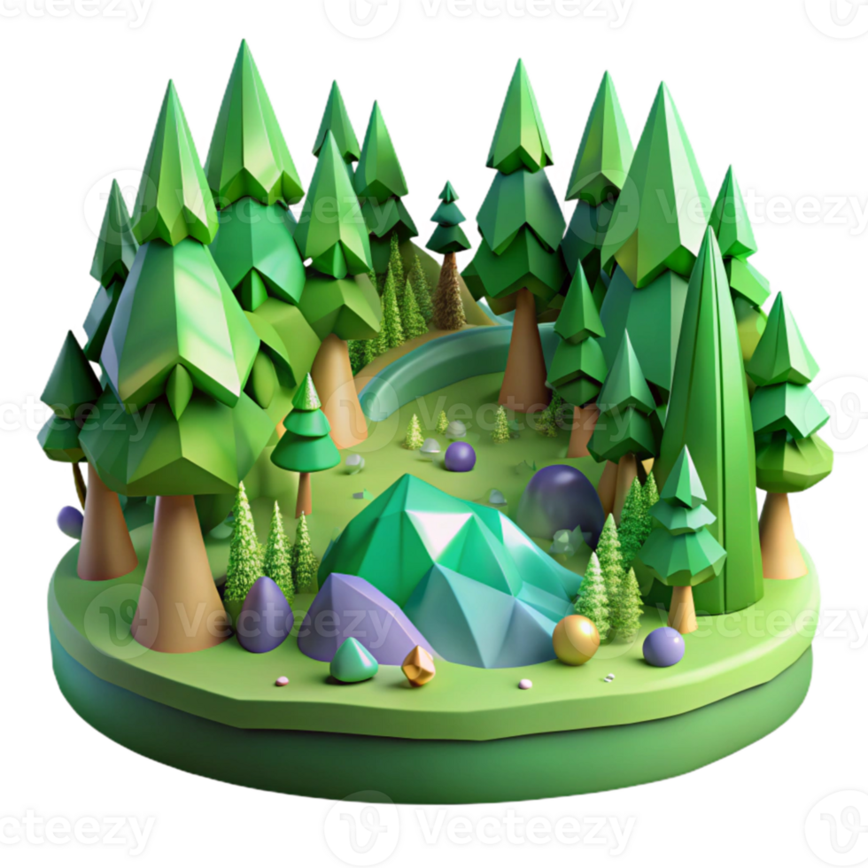 dramatic contemporary Green Forest Edge Panorama Cutout for Landscape Art png