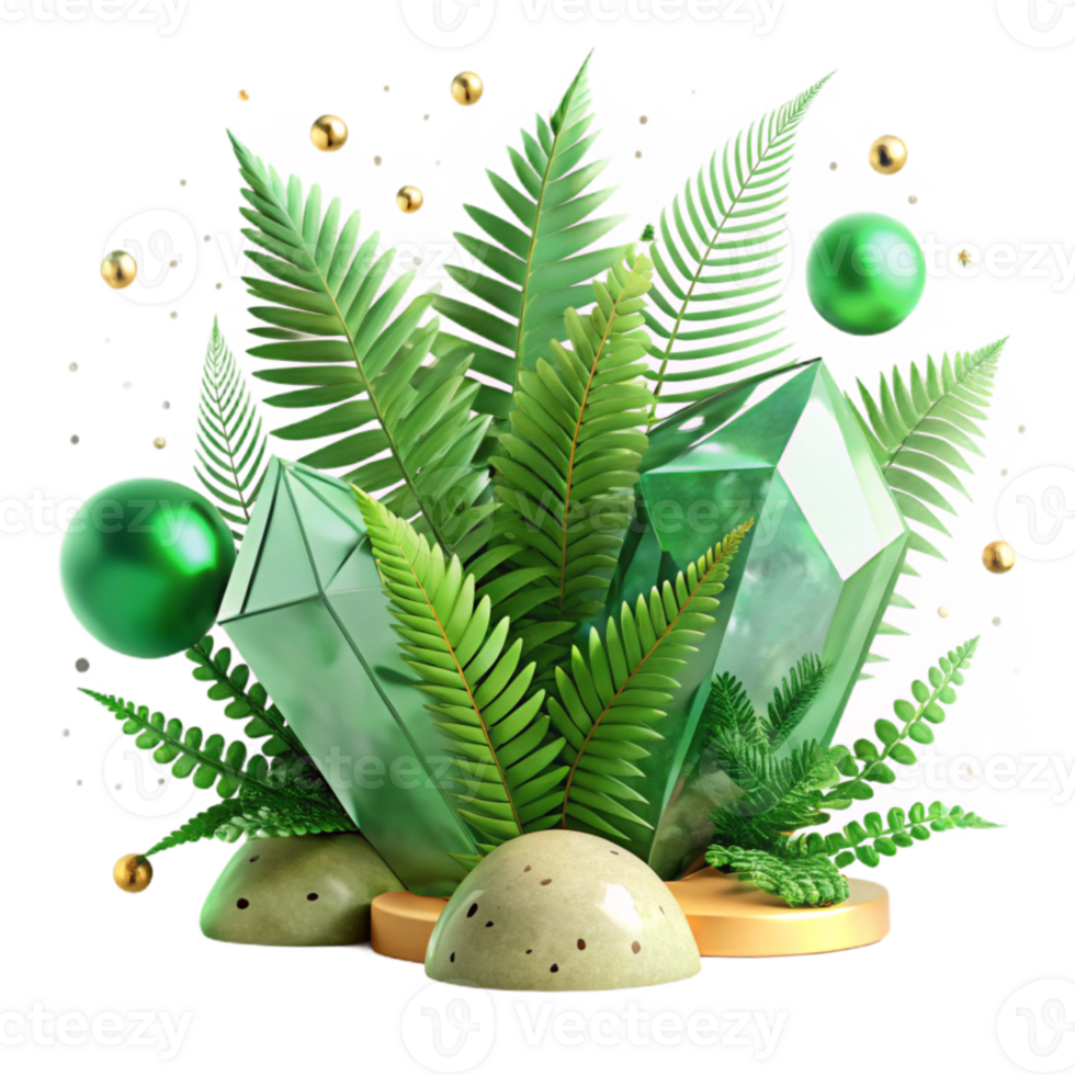 serene minimalist Green Forest Ferns Transparent for Botanical Illustrations detailed png