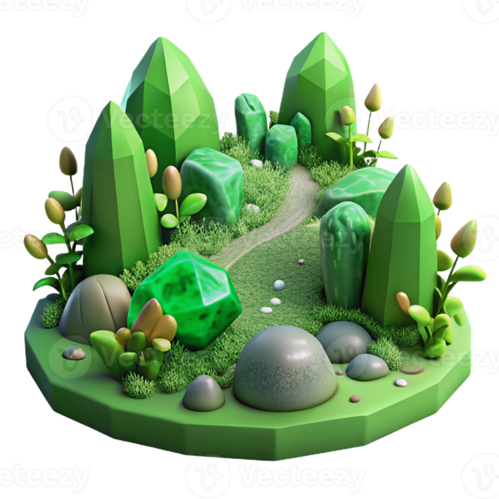 impressive classic Green Forest Floor Moss Covered Rocks Isolated high resolution png