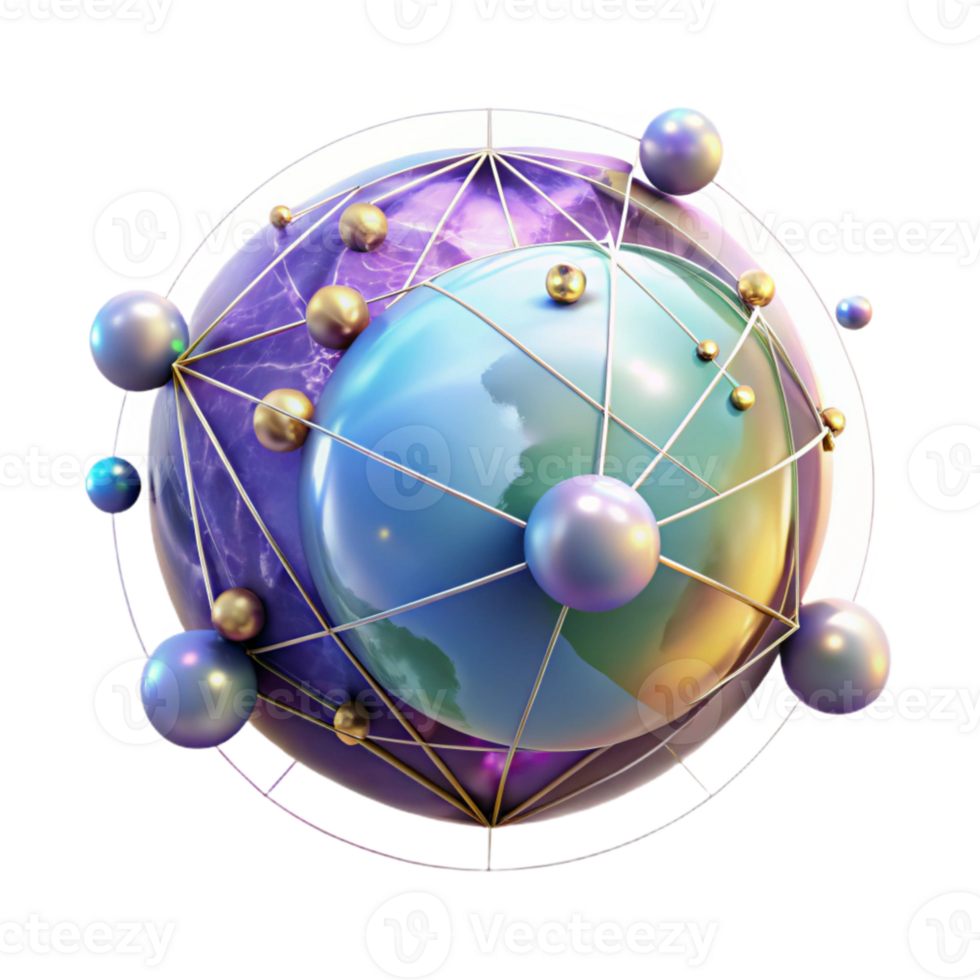 impressive classic Holographic Earth Cutout with Global Network for Data Visualization png