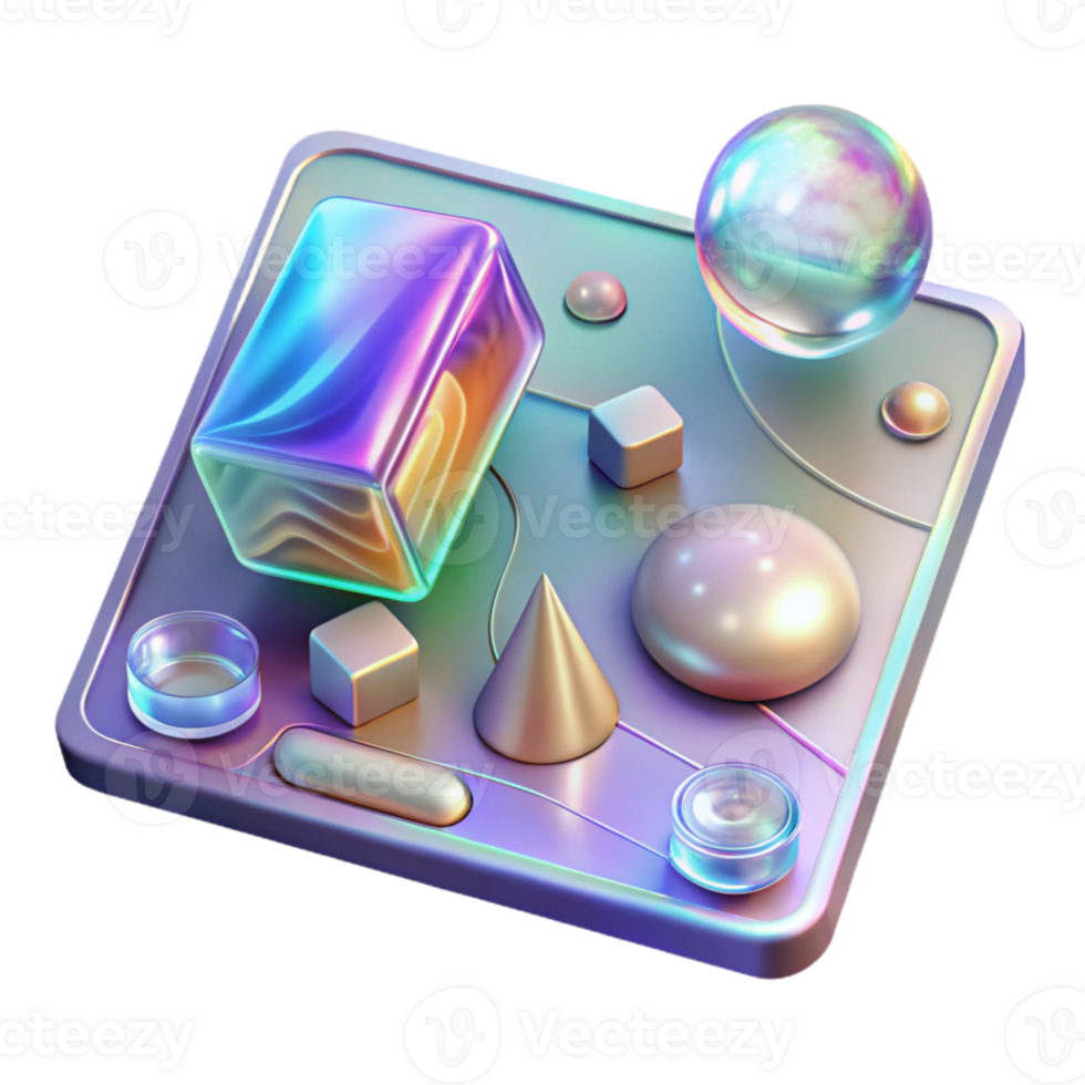 dramatic abstract Holographic Interface Cutout with Touch Controls for Tech Design professional png