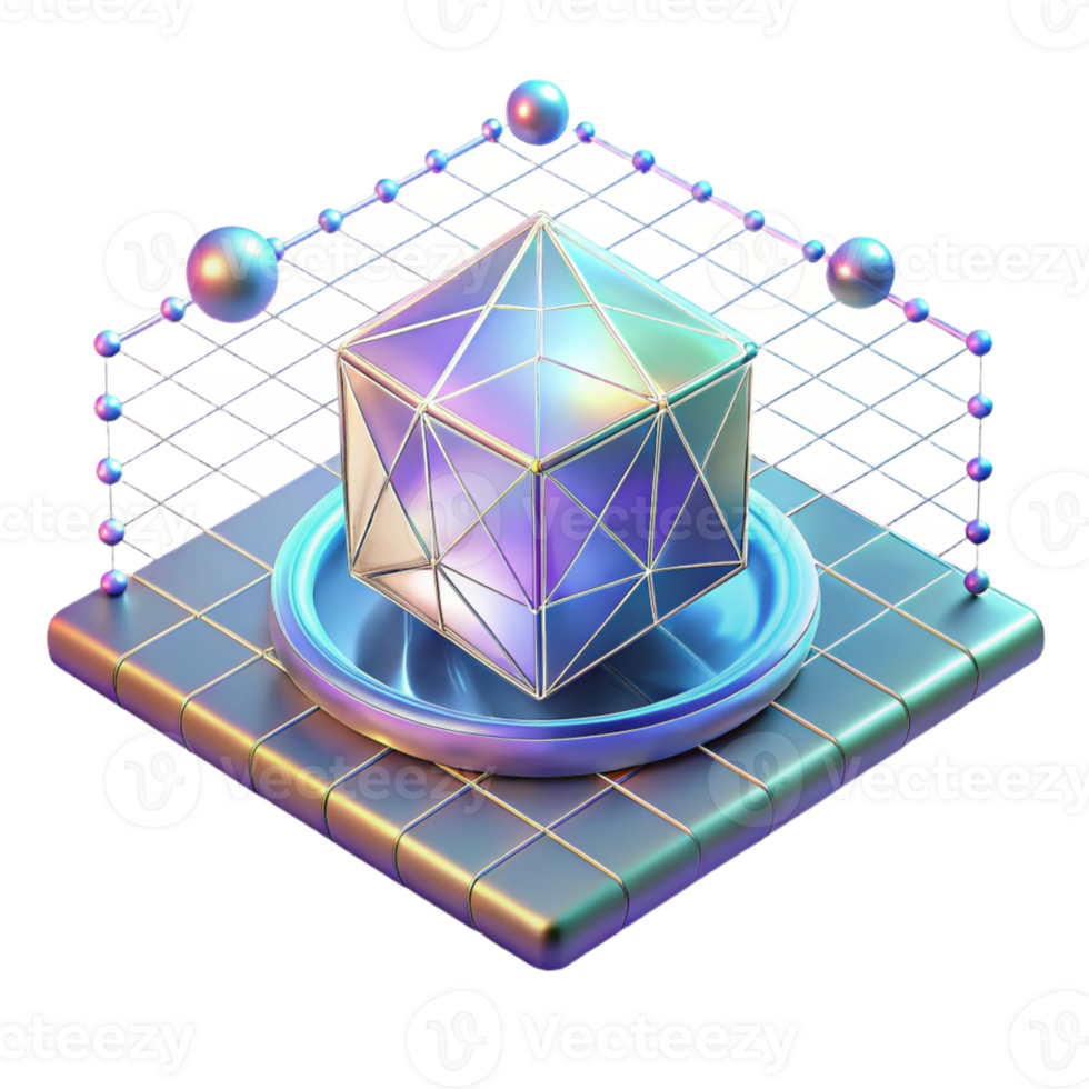 vibrant traditional Holographic Projection Grid Cutout with 3d Data for Tech Visualization professional png