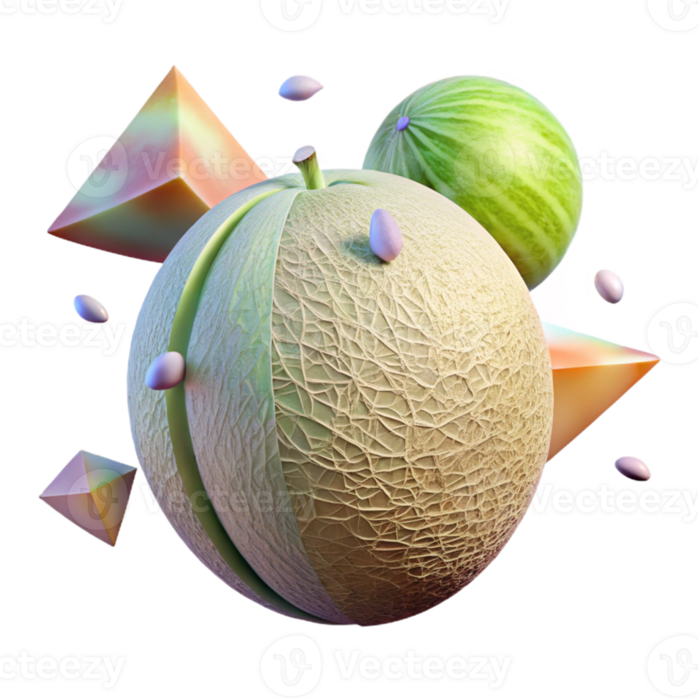elegant minimalist Honeydew Melon Summer Fruit Transparent Breakfast high resolution png