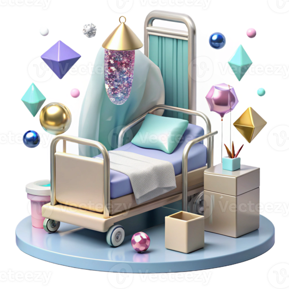 elegant vintage Hospital Room Patient Care Isolated for Healthcare Design detailed png