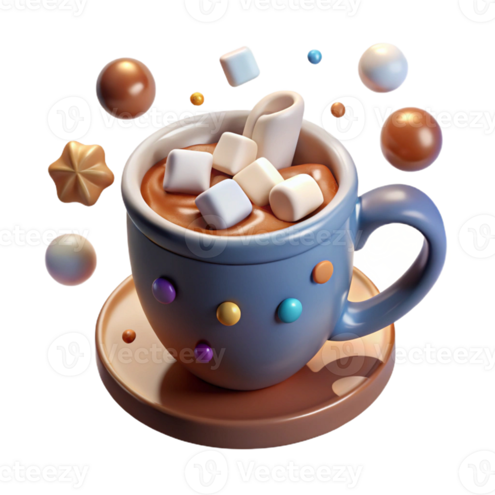 elegant minimalist Hot Chocolate with Marshmallows Isolated for Winter Designs high resolution png