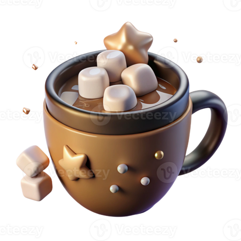 stunning abstract Hot Cocoa Mug Marshmallows Steam Transparent Drink professional png