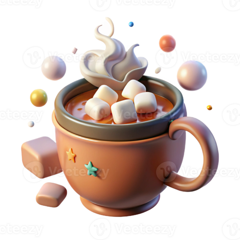 dramatic rustic Hot Cocoa Mug Steam Marshmallows Transparent for Winter Beverages exclusive png