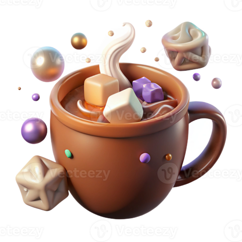 wonderful classic Hot Cocoa Mug Marshmallows Steam Transparent Drink premium png