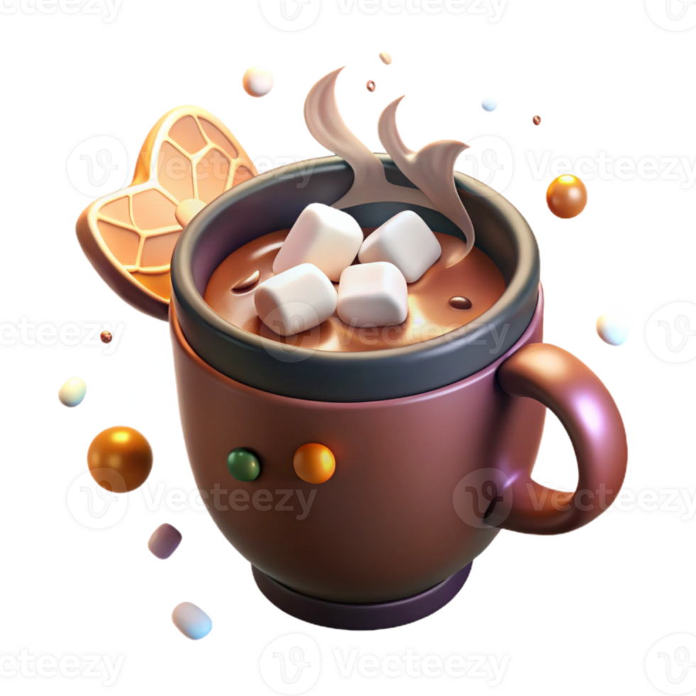 dramatic contemporary Hot Cocoa Mug Steam Marshmallows Transparent for Winter Beverages high resolution png
