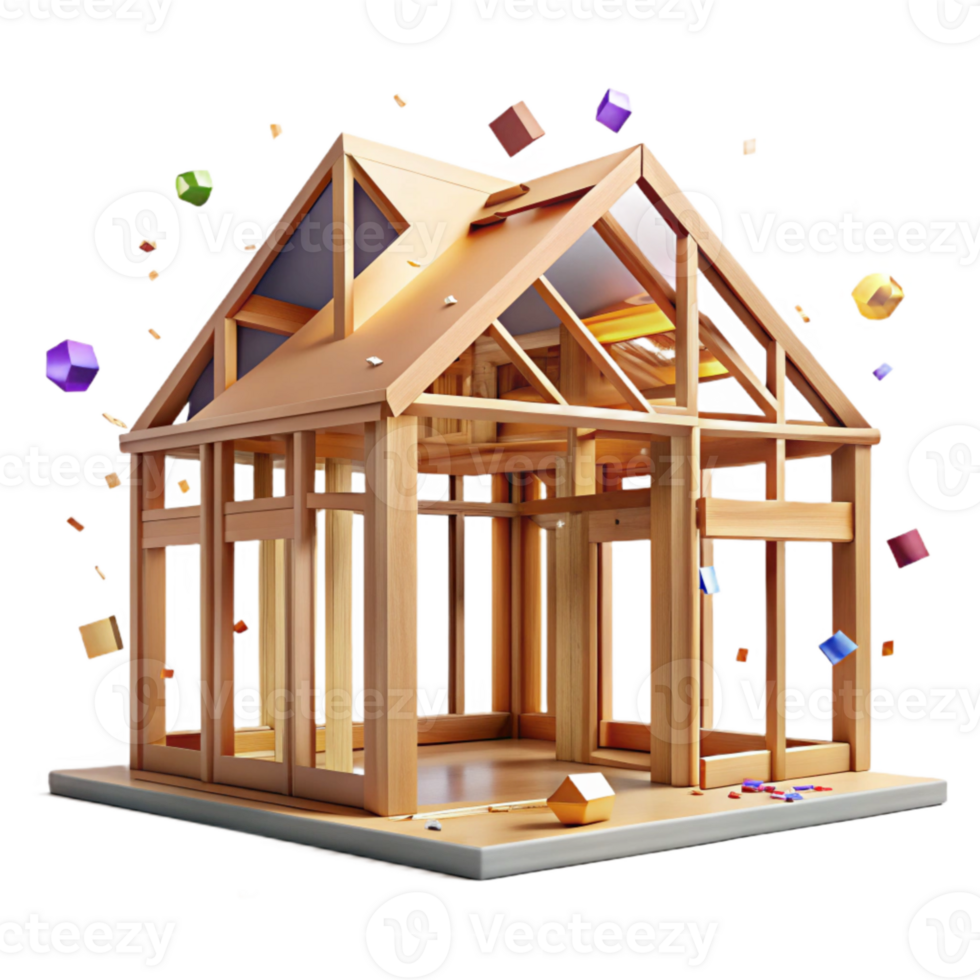 elegant minimalist House Construction Framing Wooden Structure Cutout professional png