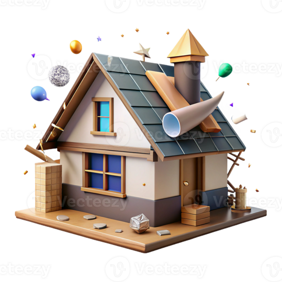 serene artistic House Construction Roof Installation Shingles Isolated high quality png
